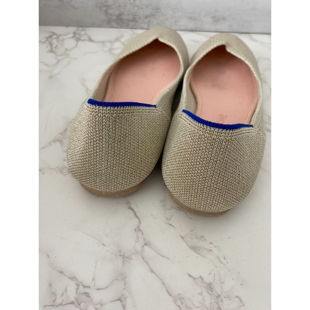 Rothys Flats Ballerina Sz 7.5 Metallic Gold Knit Balletcore Round Toe Everyday - Picture 5 of 10